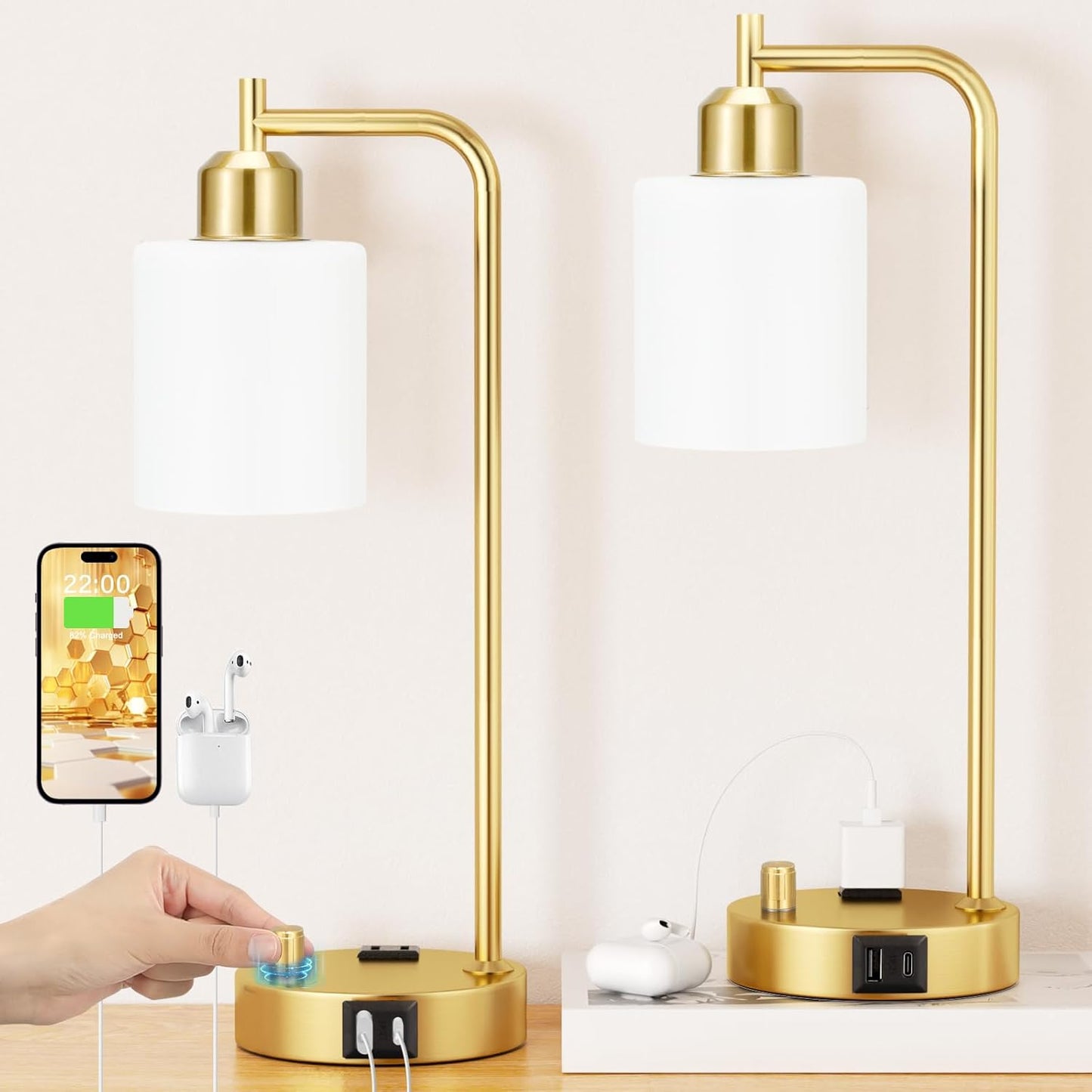 Innqoo Industrial Table Lamps Set of 2 with Dimmable Features