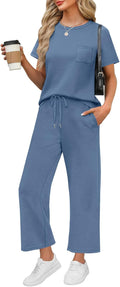 2 Piece Sets for Women Casual Summer Travel Outfits - Lightweight Crop