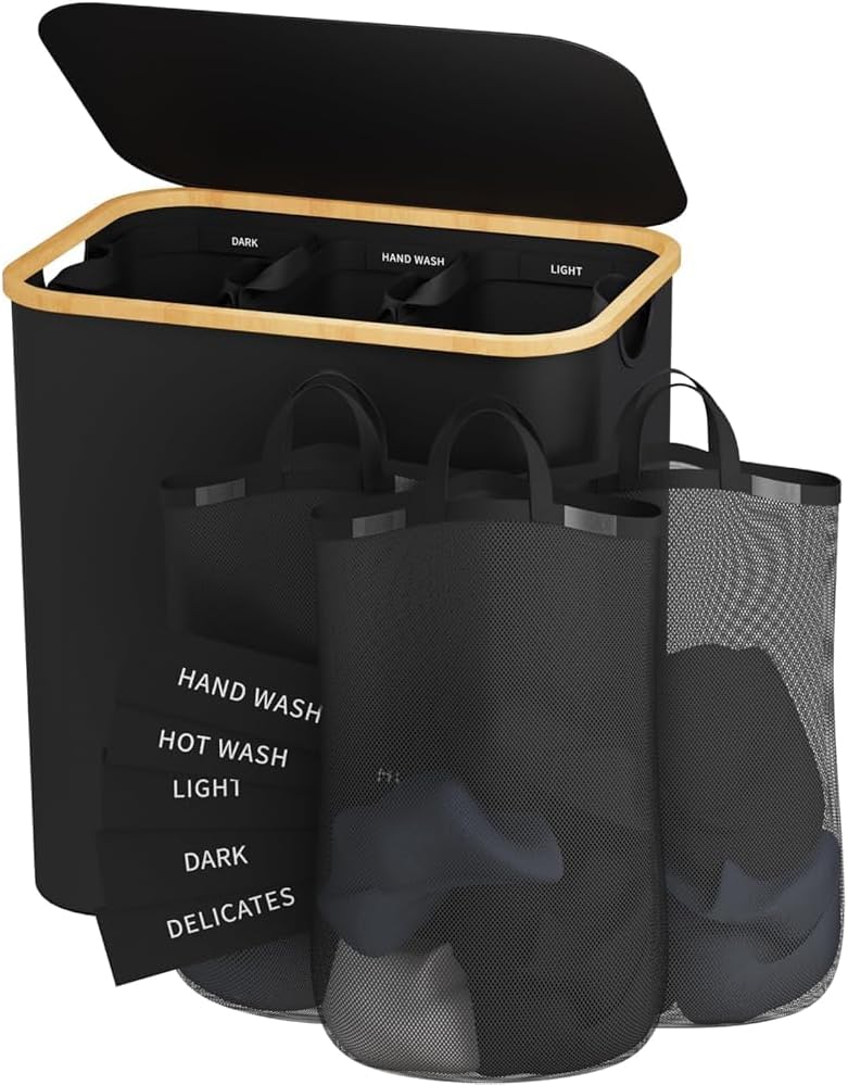 Laundry Hamper 3 Section 145L Extra Large Organizer with Lid