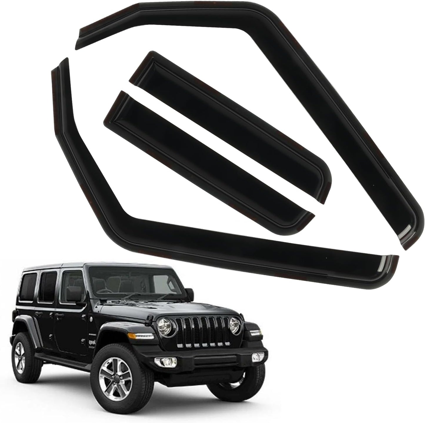 in-Channel Rain Guards for 2018-2025 Jeep Wrangler JL/Gladiator