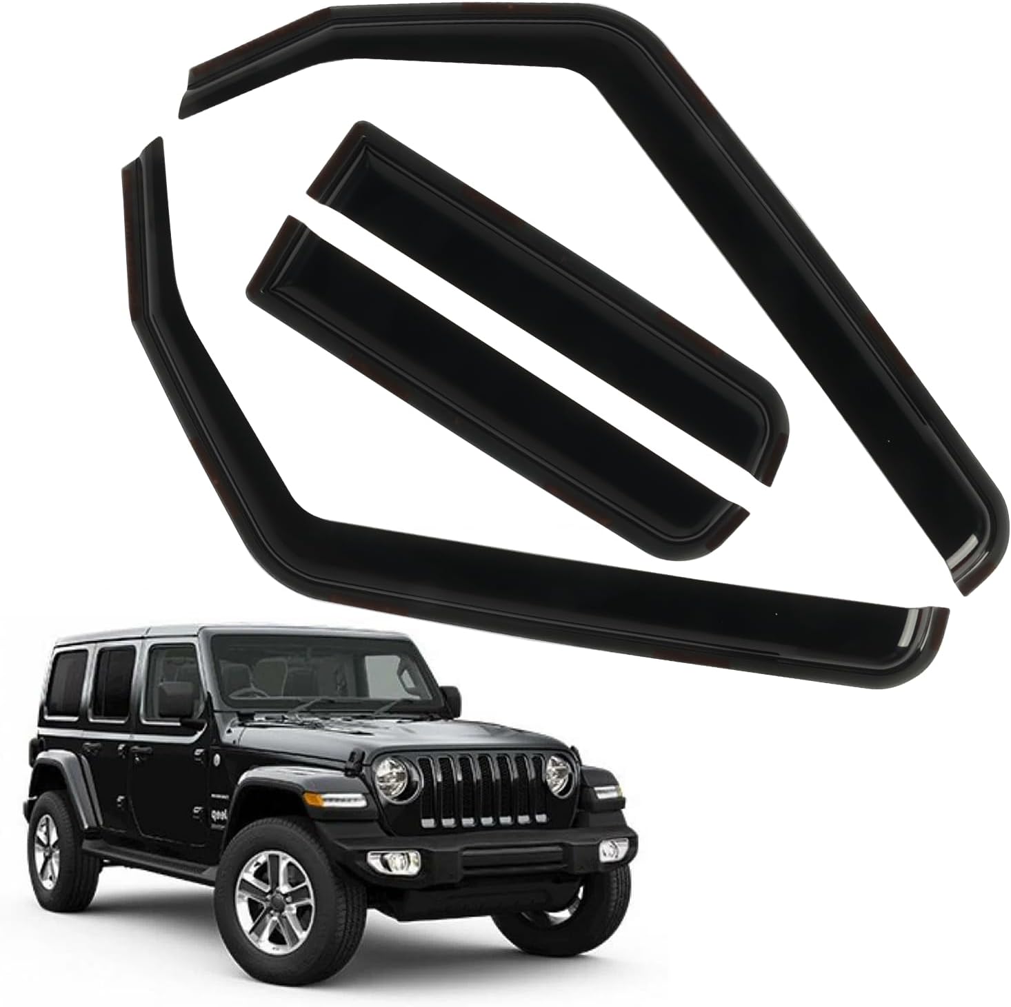 in-Channel Rain Guards for 2018-2025 Jeep Wrangler JL/Gladiator