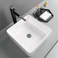 Square Vessel Sink - Modern 15x15 White Ceramic Bathroom Sink