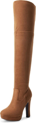 DREAM PAIRS Women's HIGHPLAT Black Chunky Thigh High Boots