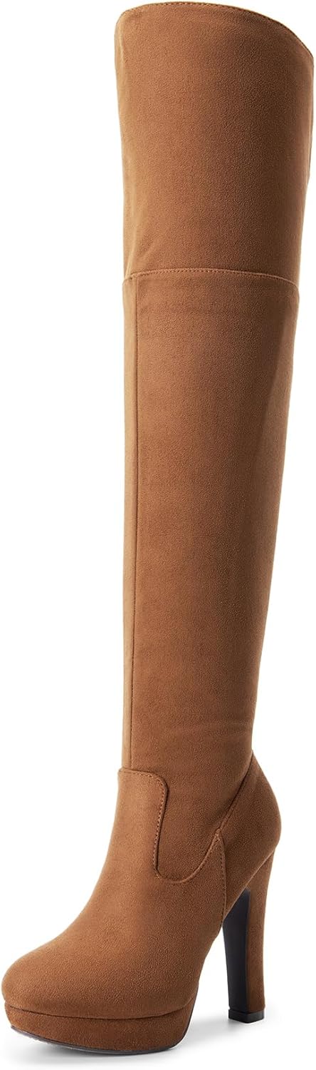 DREAM PAIRS Women's HIGHPLAT Black Chunky Thigh High Boots