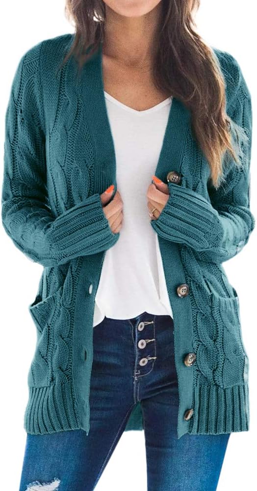 Goranbon Women's Cable Knit Cardigan for Stylish Comfort