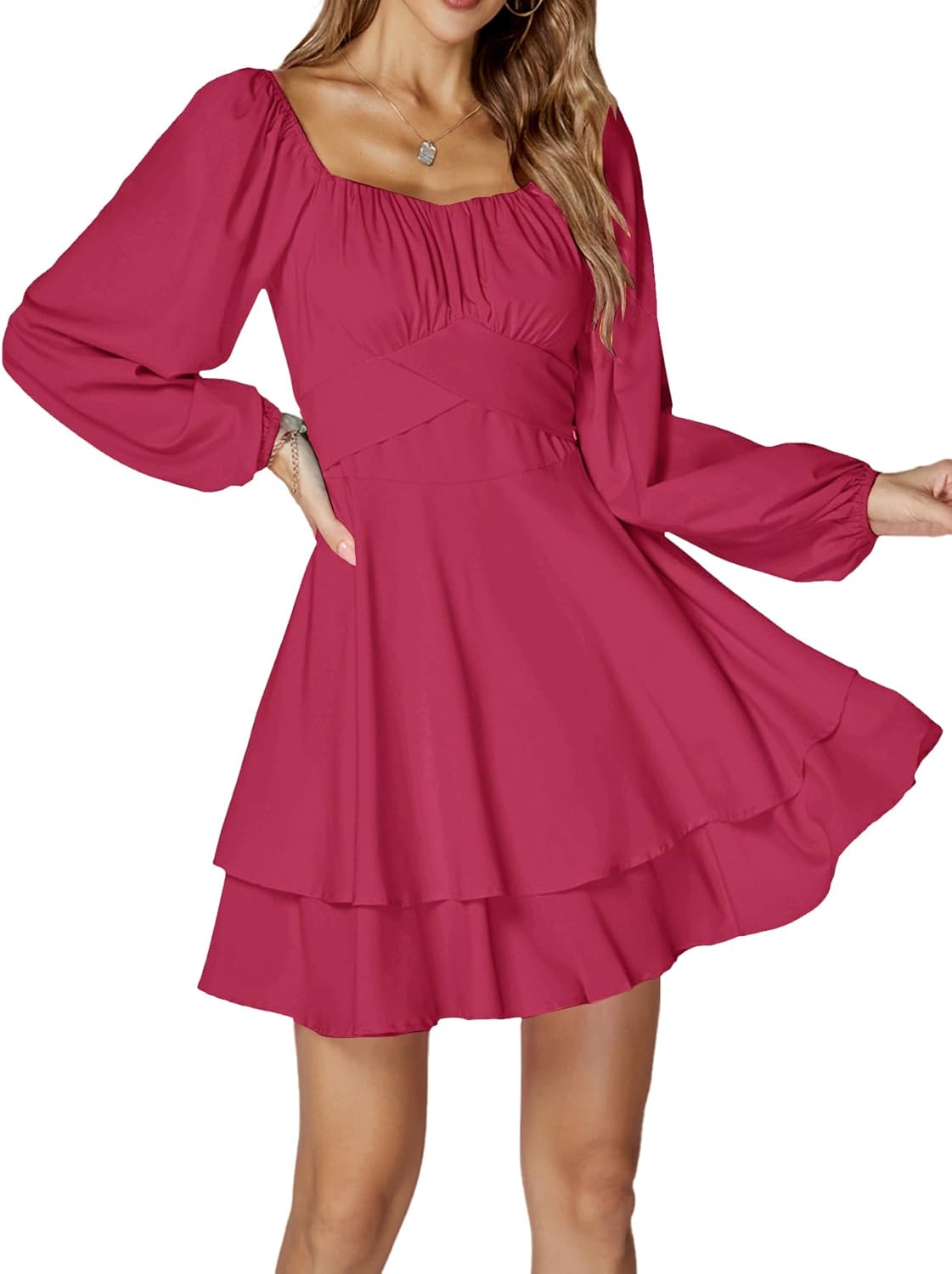 LYANER Women's Lantern Long Sleeve A Line Mini Dress Review