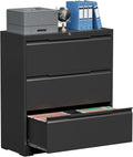 Lateral File Cabinet, 3 Drawer Lockable Metal File Cabinet - Secure