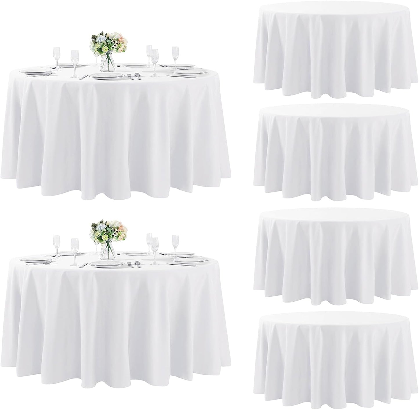 Fokitut 6 Pack Round Tablecloth, 120 Inch, Stain Resistant