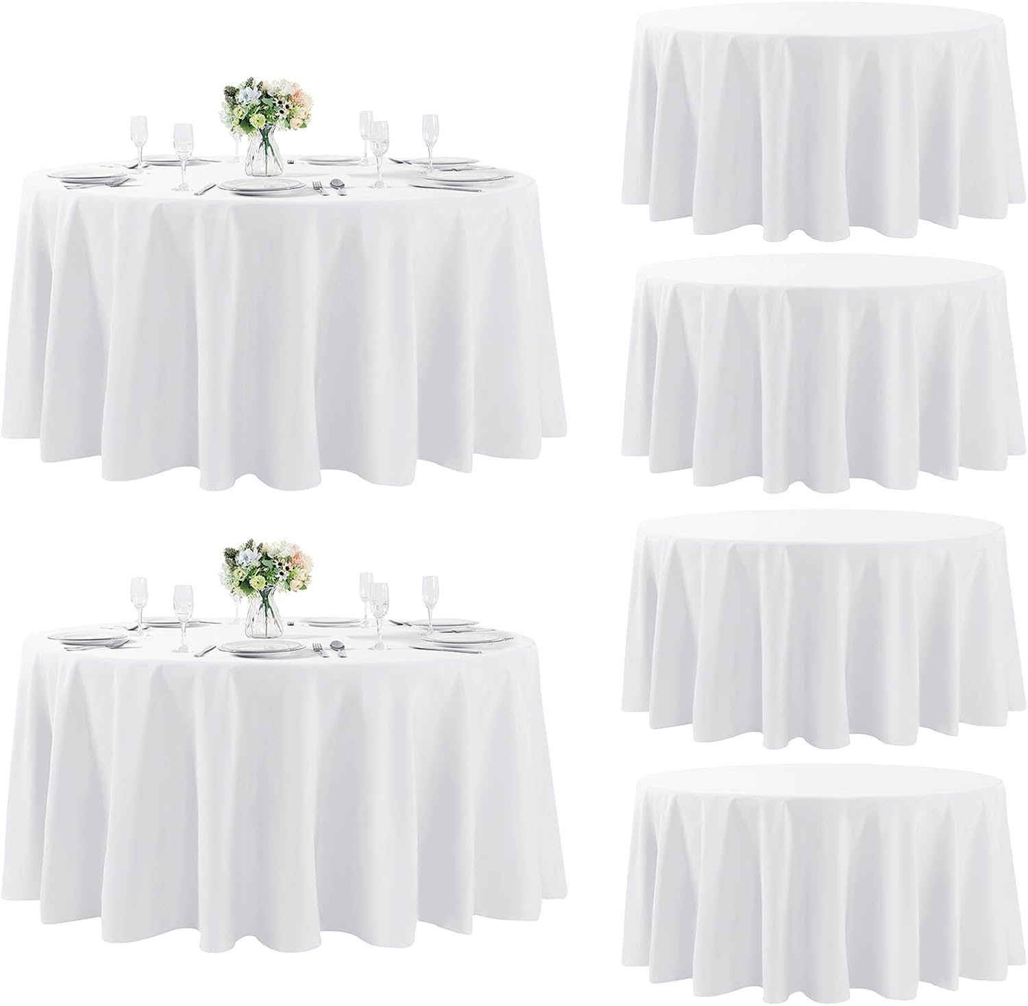 Fokitut 6 Pack Round Tablecloth, 120 Inch, Stain Resistant