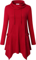 Fall Cowl Neck Long Asymmetrical Tunic Sweater for Women - Cozy Fit