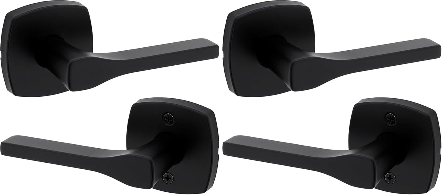 Kwikset Tripoli Lever Interior Passage Door Handle in Matte Black
