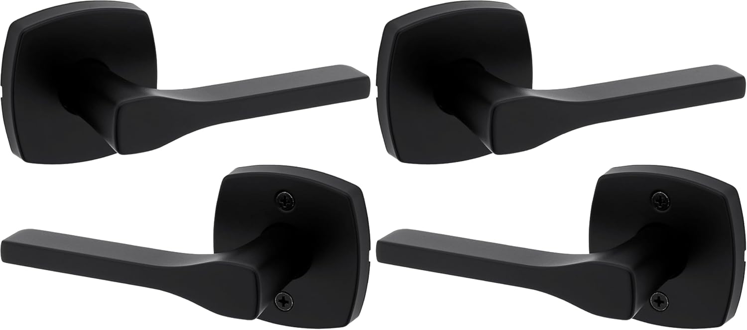 Kwikset Tripoli Lever Interior Passage Door Handle in Matte Black