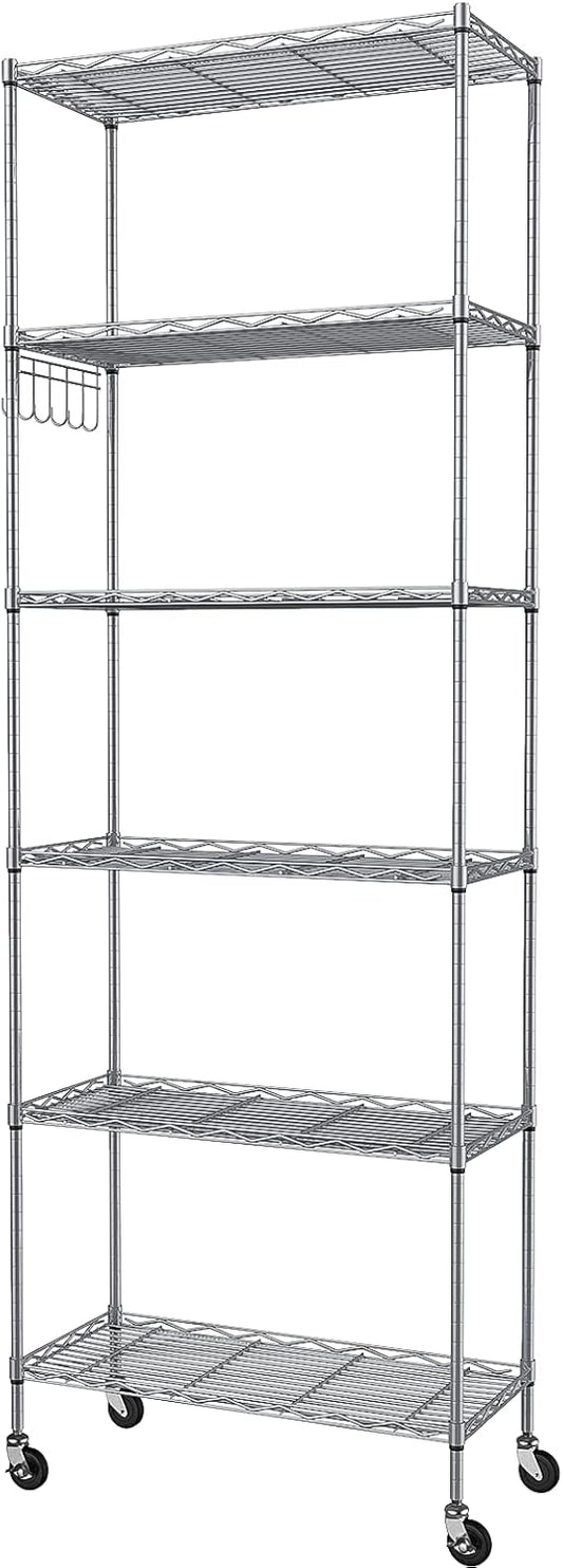 Homdox 6-Tier Storage Shelf Wire Shelving Unit with Wheels