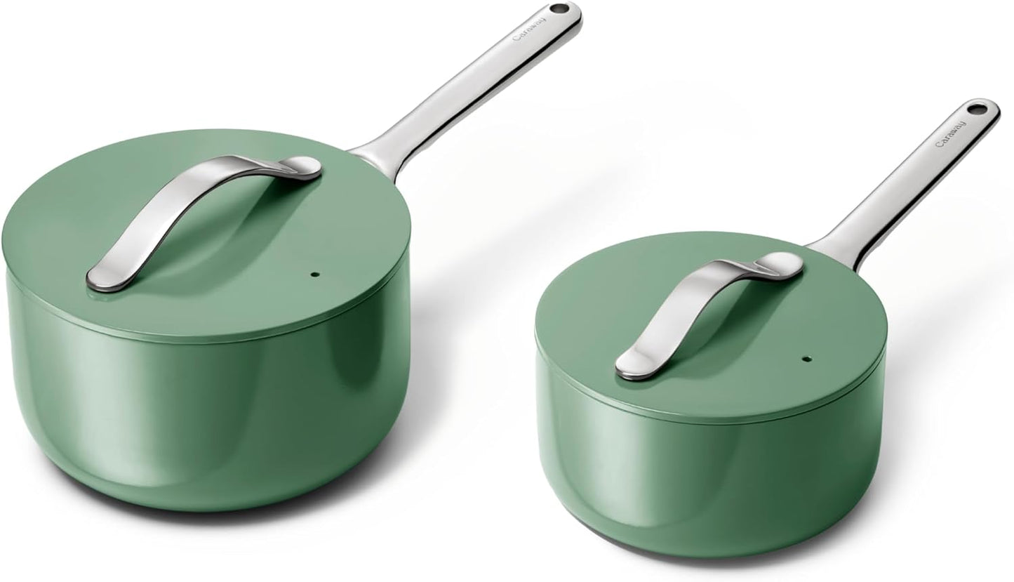 Caraway Nonstick Ceramic Sauce Pans Set - Safe & Versatile Cookware
