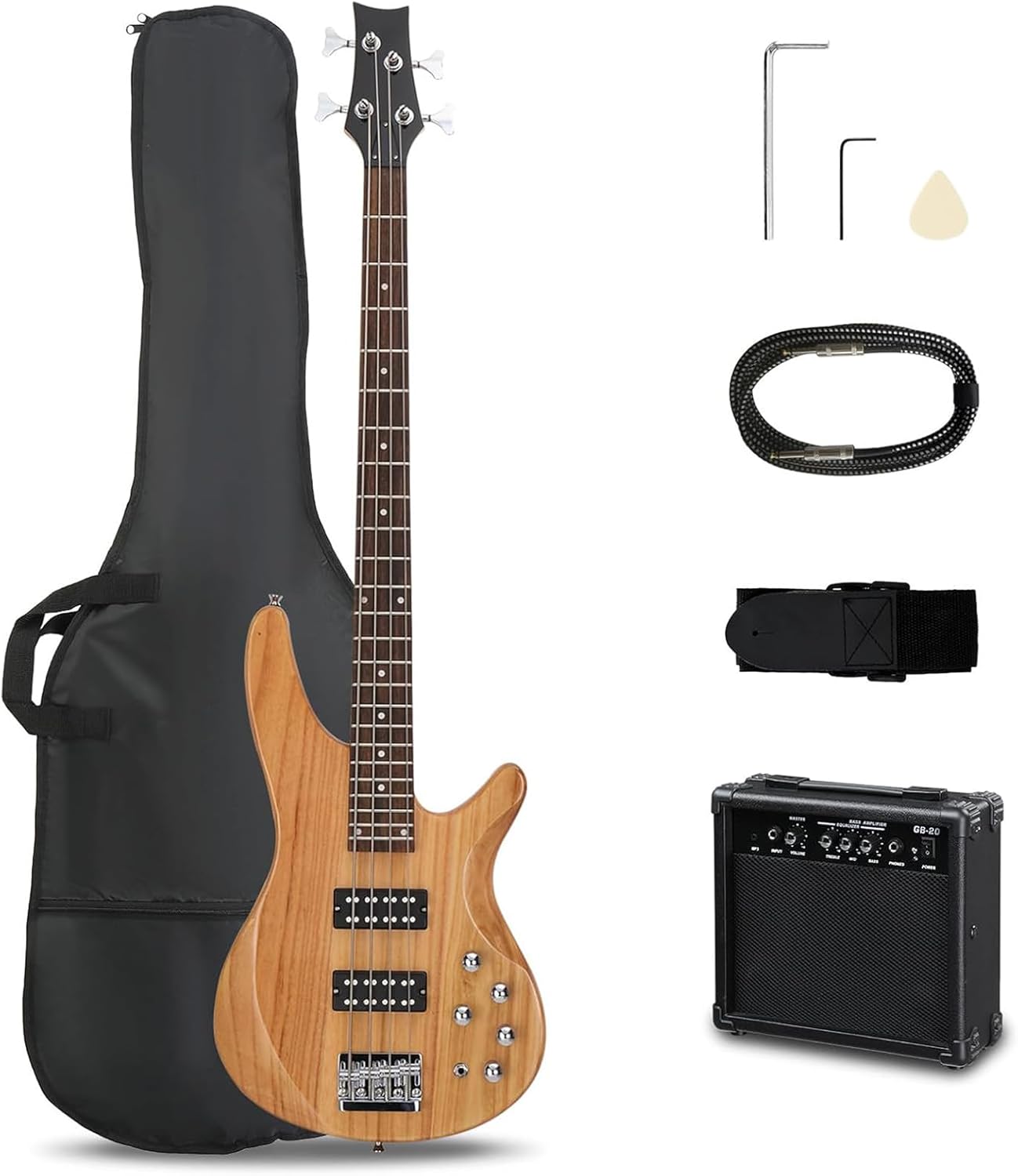 Ktaxon 4 String Electric Bass Guitar Kit for Beginners with AMP