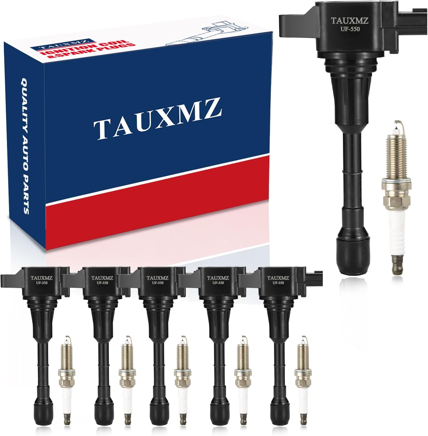 Ignition Coil UF550 and Spark Plugs 1406 for Nissan Vehicles