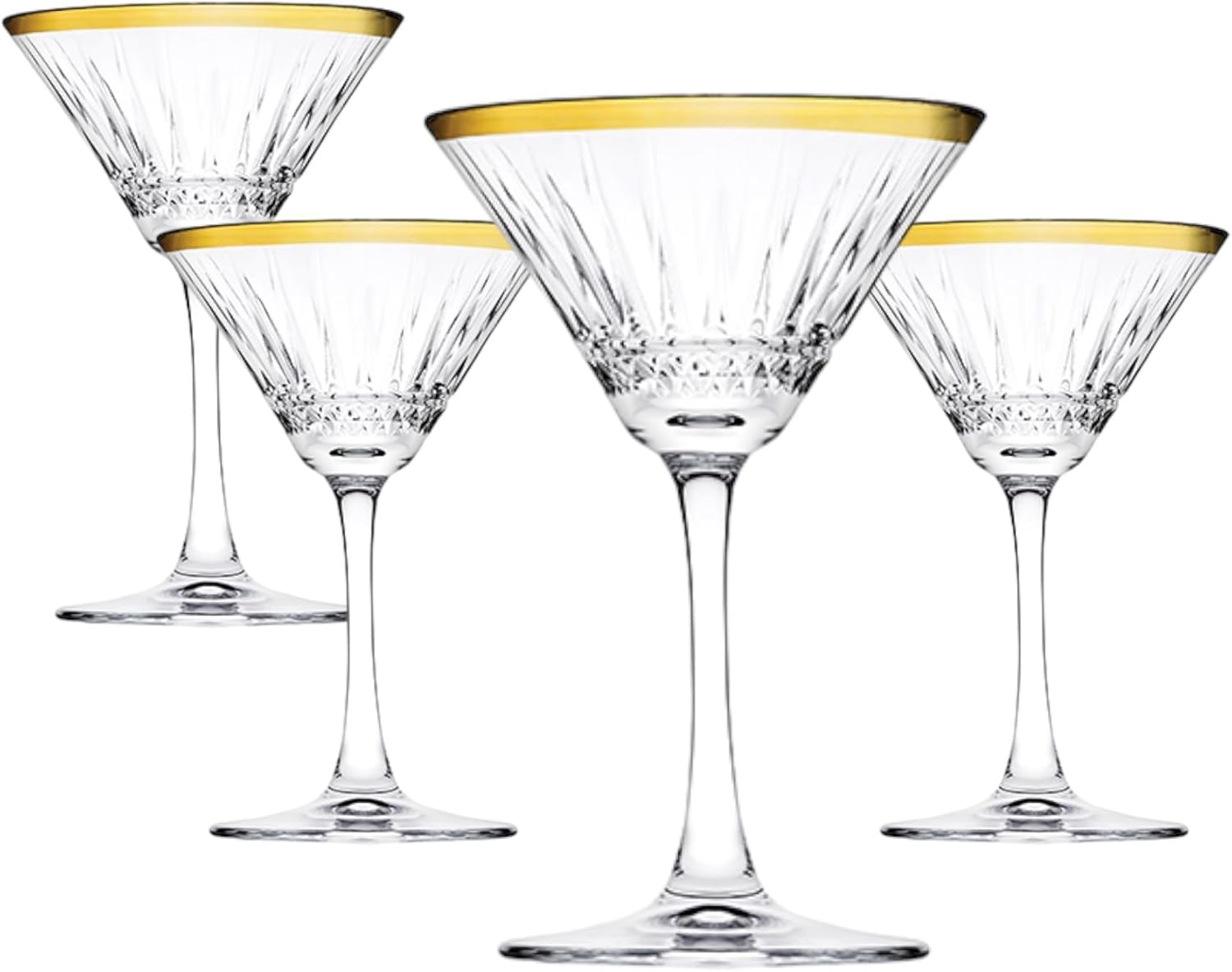 Vintage Golden Touch Martini Glasses Set of 4 for Elegant Cocktails