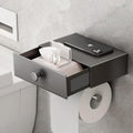 Toilet Paper Holder with Shelf and Drawer - Hidden Wipes Storage