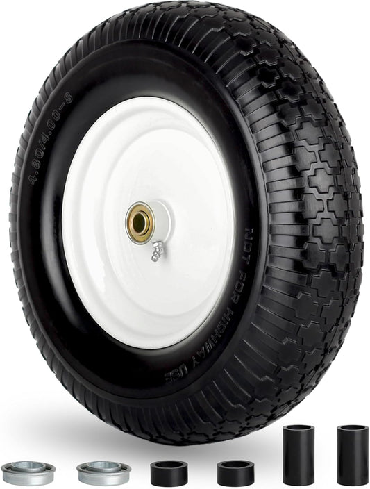 16 Flat-Free Solid Tire and Wheel for Garden Wagon and Cart