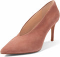 XYD Women's Suede High Heel Pumps Pointed Toe V Cut - Elegant Comfort