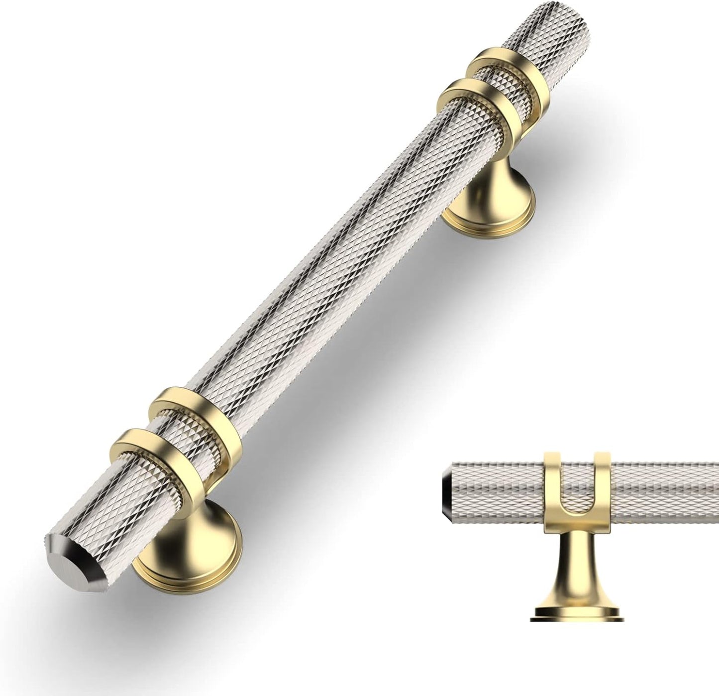 Knurled Brushed Satin Nickel Cabinet Pulls for Kitchen and Dresser