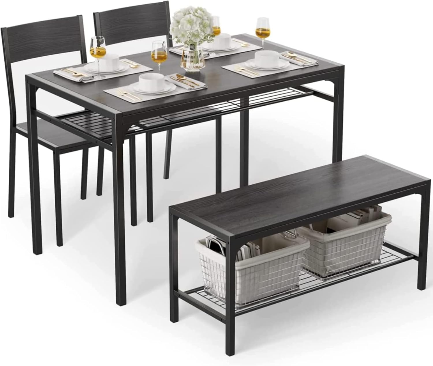 Gizoon Kitchen Table Set with Bench for Small Spaces and Dining