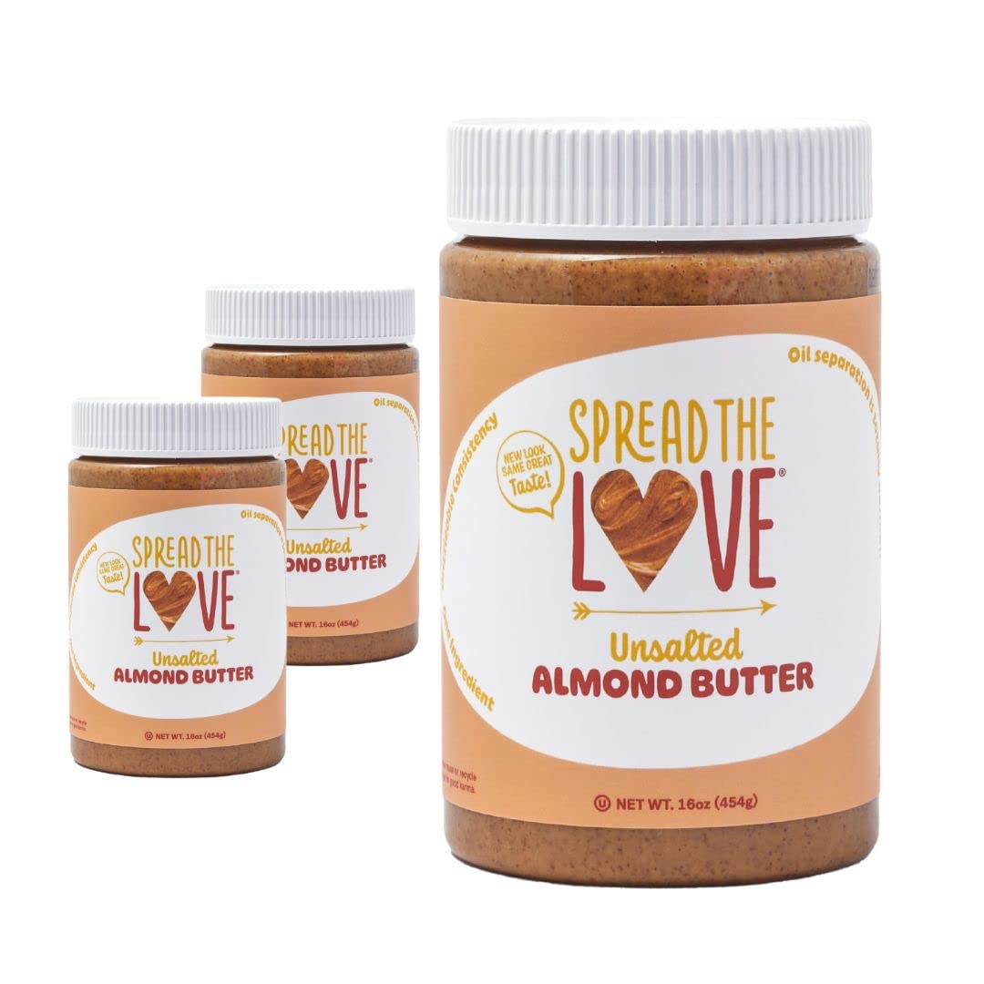 Spread The Love UNSALTED Almond Butter 3-Pack for Healthy Snacking