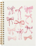 Coquette Pink Bow Notebook Journal - Cute 5.5x8.3 in Spiral Notebook