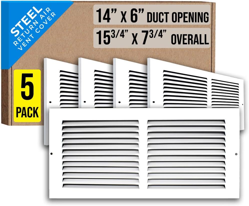 Fits 14x6 Duct Opening Steel Return Air Grille for HVAC Use