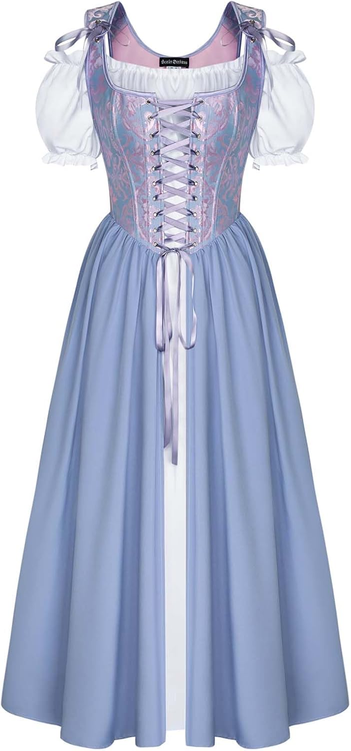 Scarlet Darkness Renaissance Costume Women Medieval Corset Dress