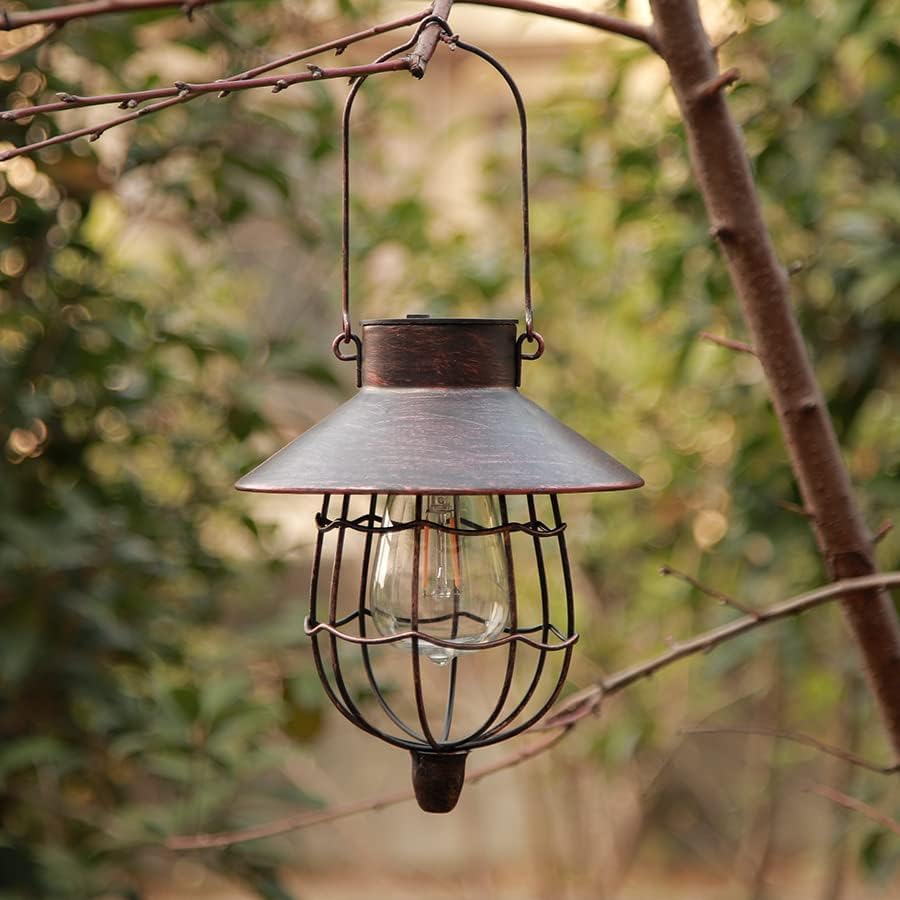 YAKii Solar Lantern 2 Pack Waterproof Outdoor Metal Lamp Decor