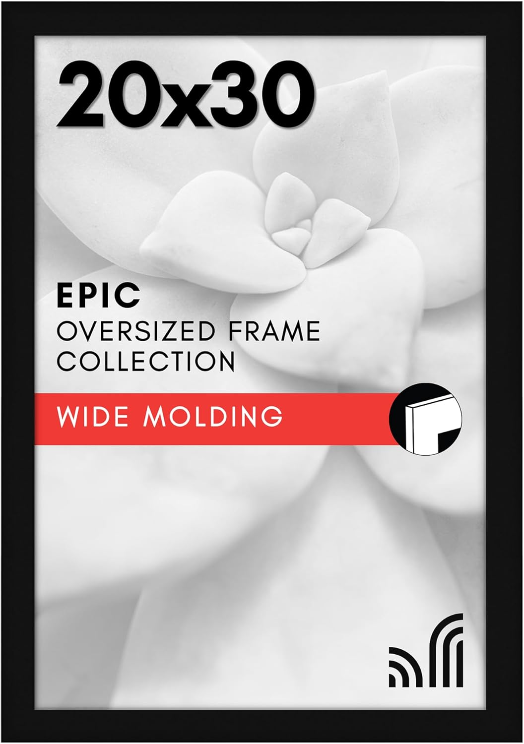 20x30 Black Picture Frame with Polished Plexiglass for Art