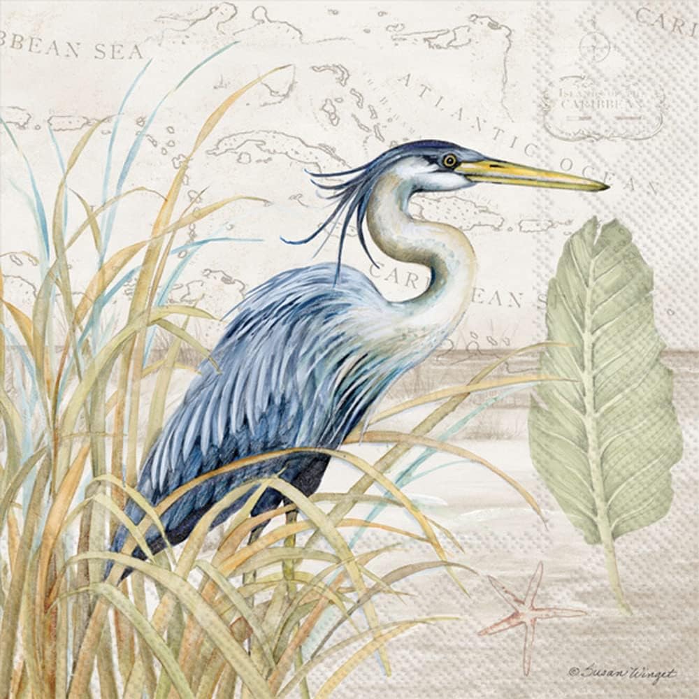 Blue Heron Party Napkins, 3-Ply, 20-Count