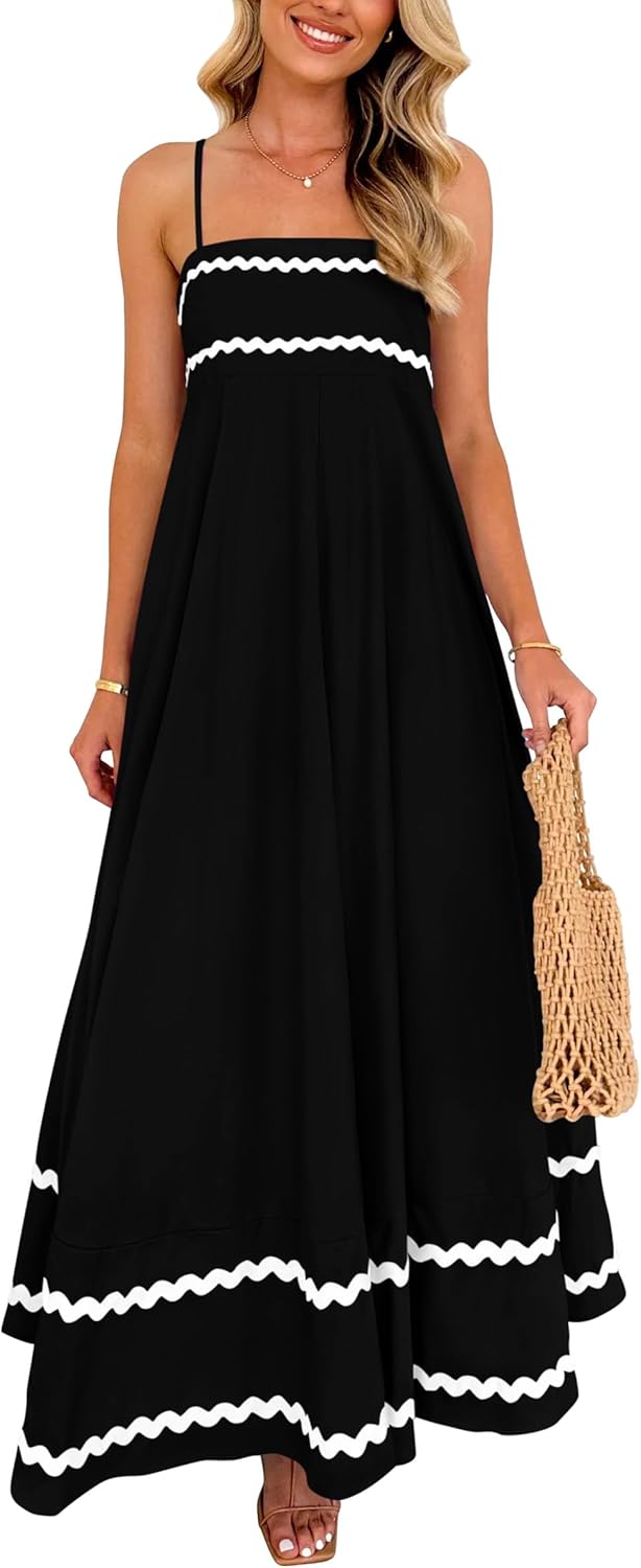 PRETTYGARDEN Women's Summer Flowy Maxi Dress for Beach Fun