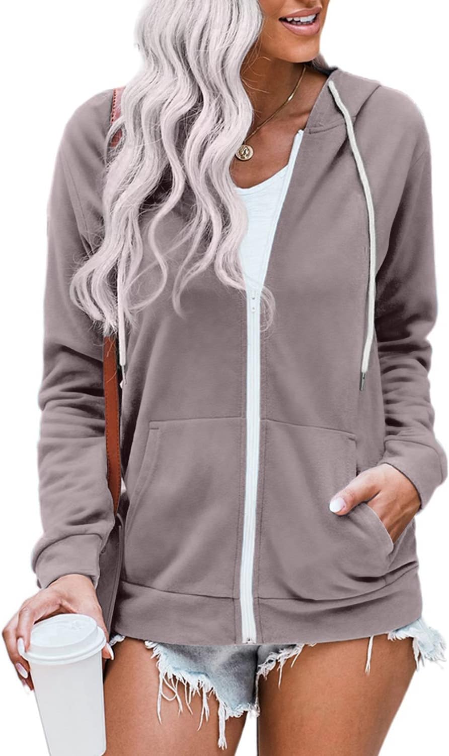 WROLEM Women Casual Full Zip Up Hoodie for Comfy Style