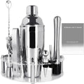 Silver 9Pc Cocktail Shaker Set: Bartender Kit