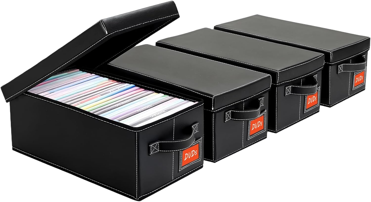 DVD Storage Box for 25 Cases - Elegant Faux Leather Organizer