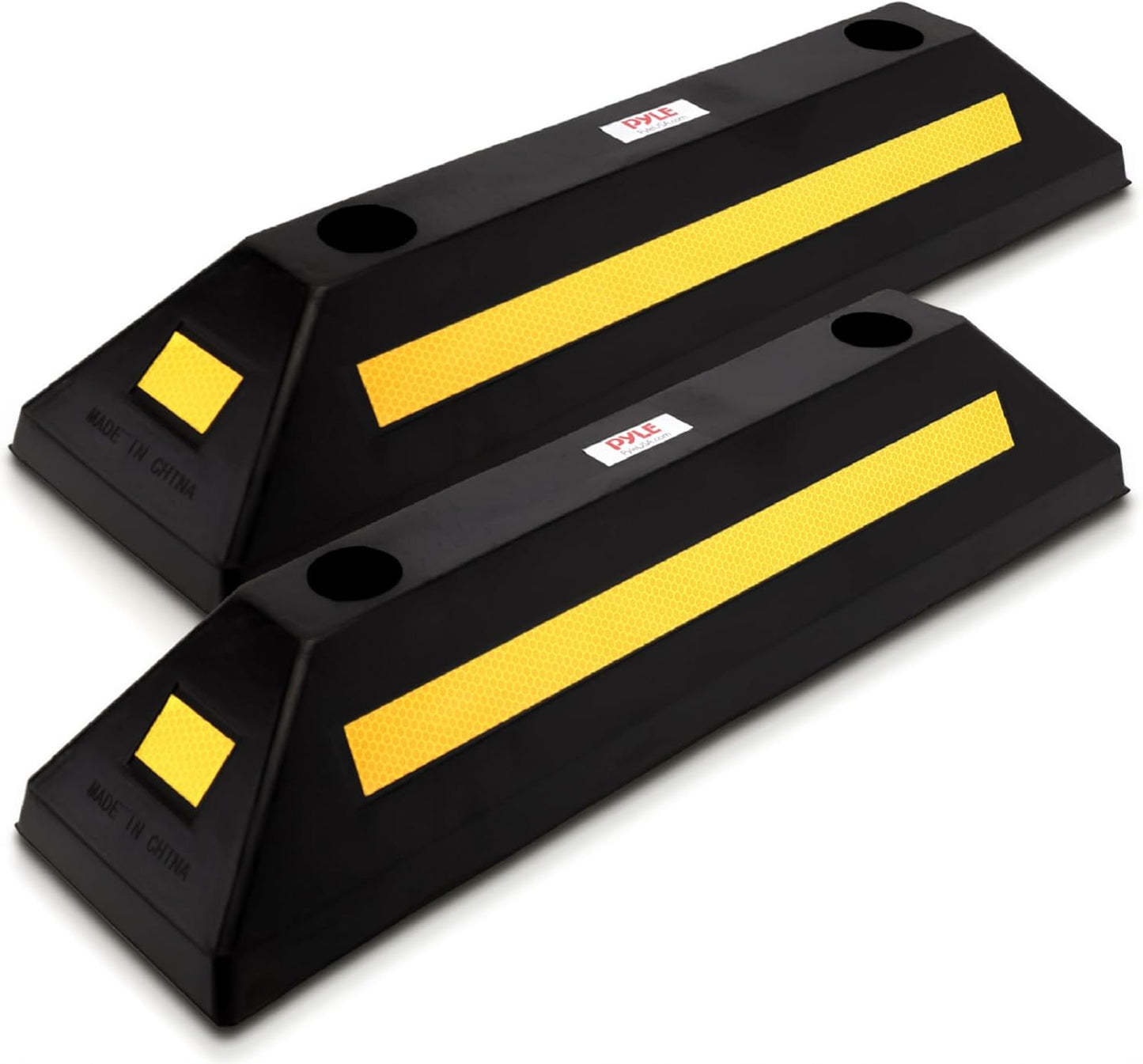 Pyle Heavy Duty Rubber Wheel Stops for Safe Garage Parking