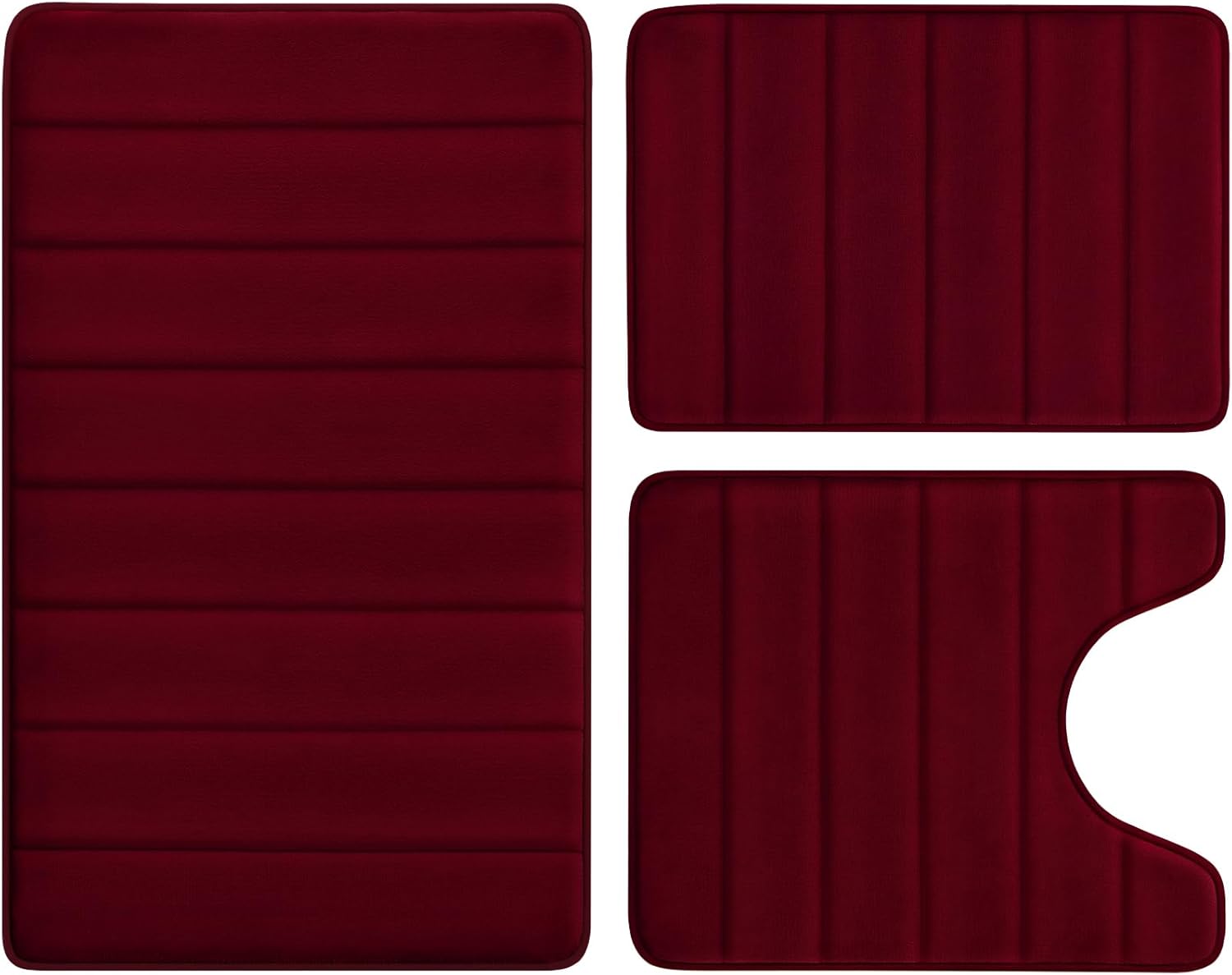 BYSURE Burgundy Memory Foam Bathroom Rug Set for Comfort