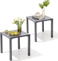 Aluminum Outdoor Side Table Set of 2 in Light Gray - Weather Resistant