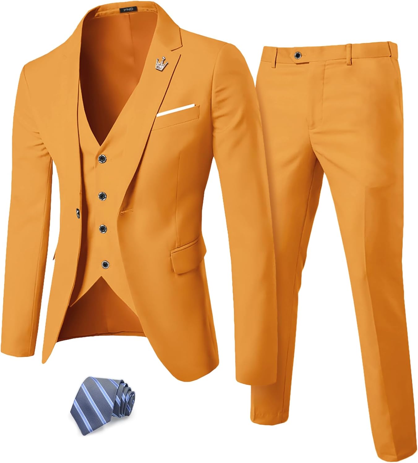YND Men's Slim Fit 3 Piece Suit Set with Tie for Every Occasion