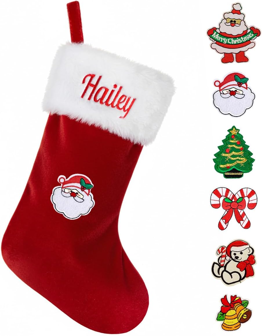 Personalized Christmas Stocking for Kids - Custom Velvet Design