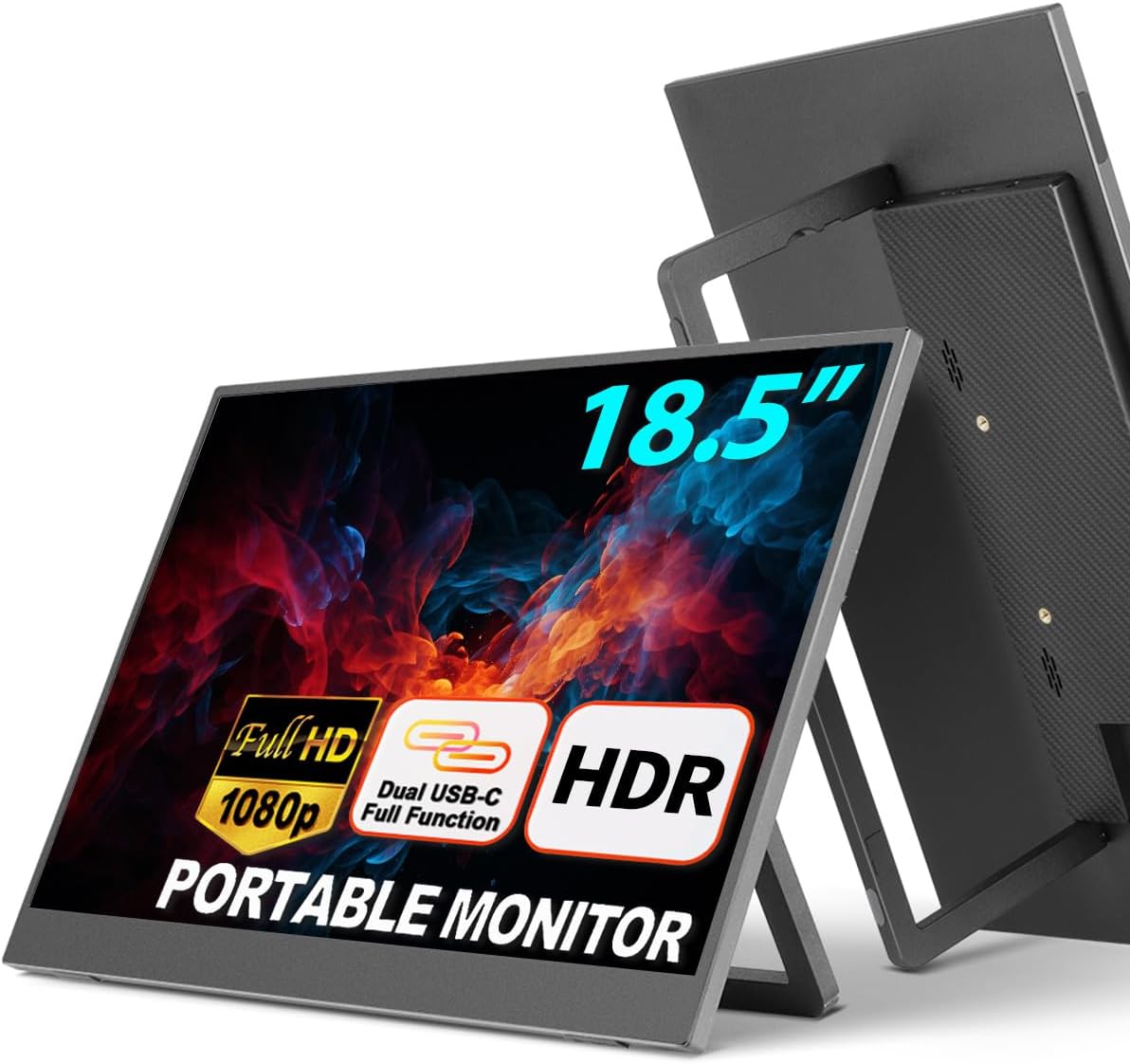 Ultra-Portable 18.5'' FHD Monitor - Stunning HDR, USB-C/HDMI - Perfect for Work & Play