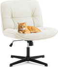 Sweetcrispy Criss Cross Armless Office Chair - Wide PU Leather Seat