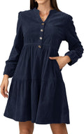 Jayscreate Women's 2025 Corduroy A-Line Tunic Dress - Cozy Workwear