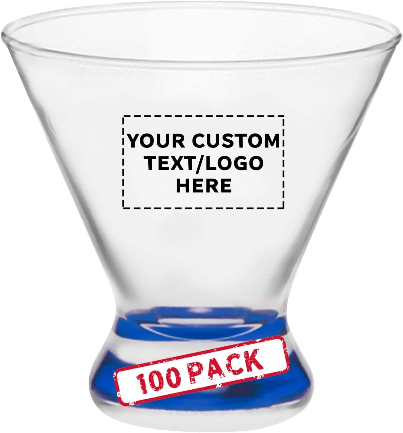 Personalized 8.25 oz Martini Glasses - Bulk Pack for Events - Blue