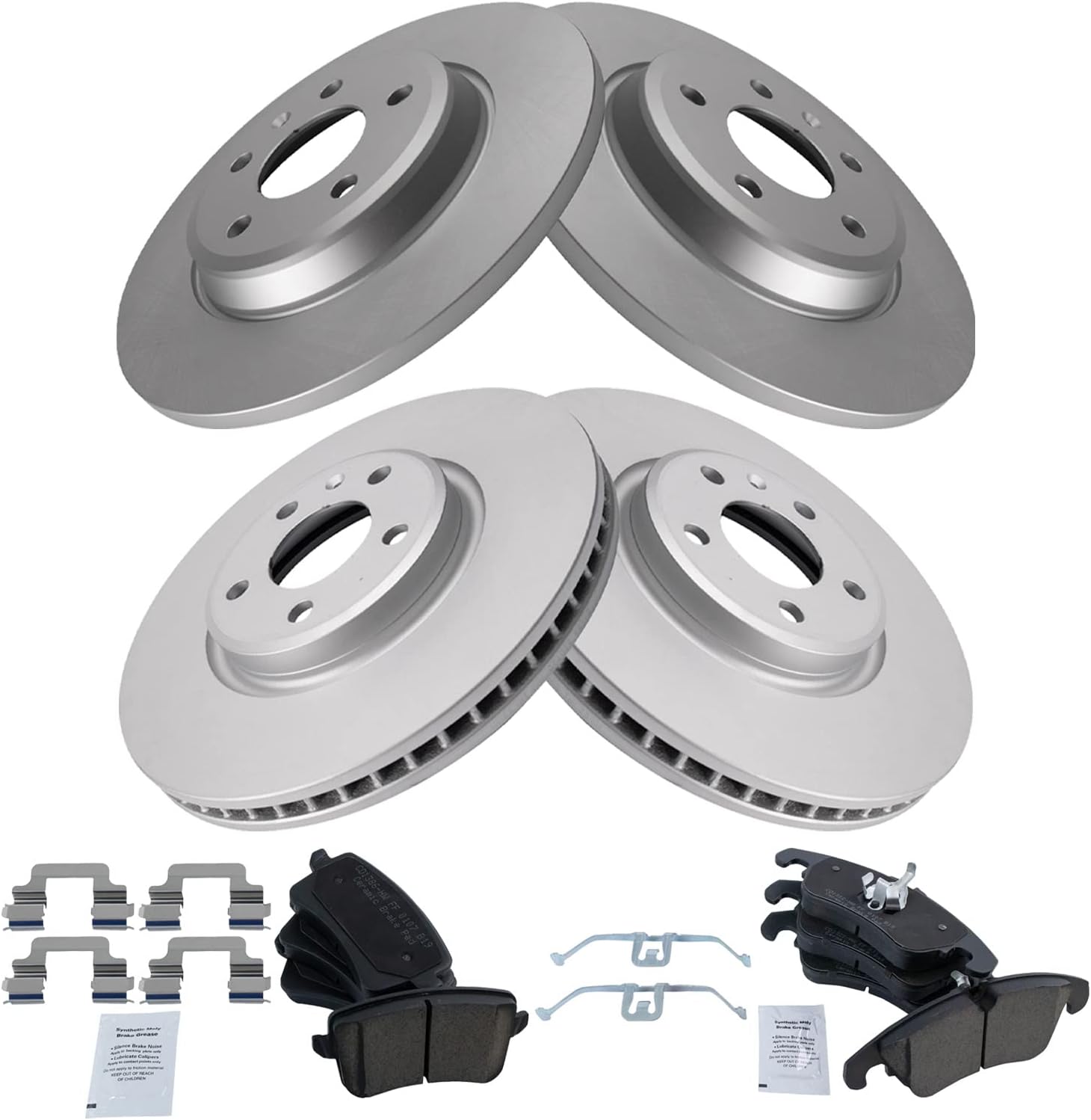 TRQ Premium Ceramic Brake Pad & Coated Rotor Kit for Audi