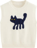 Womens Pear Graphic Sweater Vest Knit Sleeveless Tank - Cozy Fall