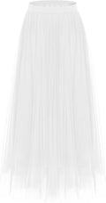 Kingfancy Women's Tiered Tulle Midi Skirt - Flowy Layered A-Line