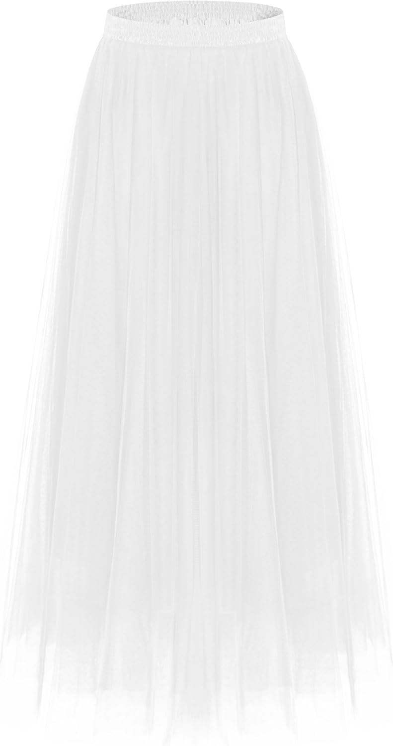Kingfancy Women's Winter Skirts - 2 Layered Tulle A-Line Midi
